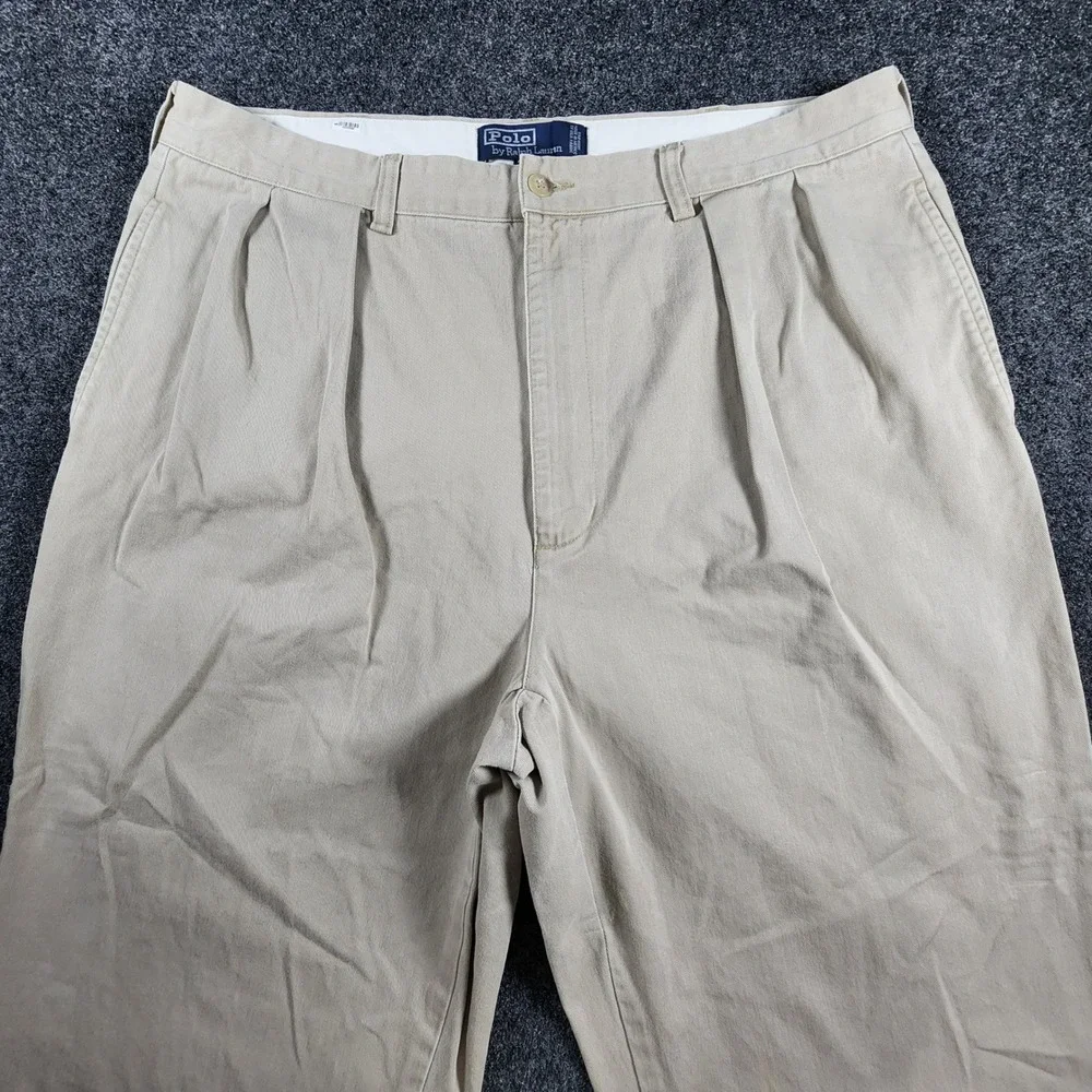 Polo Ralph Lauren Andrew Pant Mens 38x30 Fit 36x29 Tan Pleated Chinos VTG
